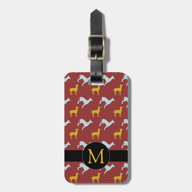 Dog Year Zodiac Birthday Monogram Luggage Tag (Front Vertical)