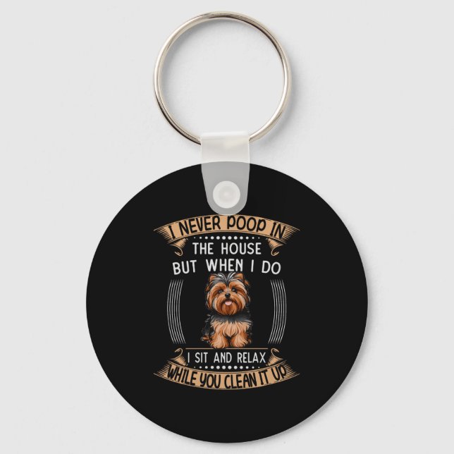 Dog Yorkie O Stuff Pet Dad Price Yorkieo Pupes Com Keychain (Front)