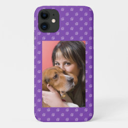 Dog & You Photo Personalize Puppy Dog Paw Purple iPhone 11 Case