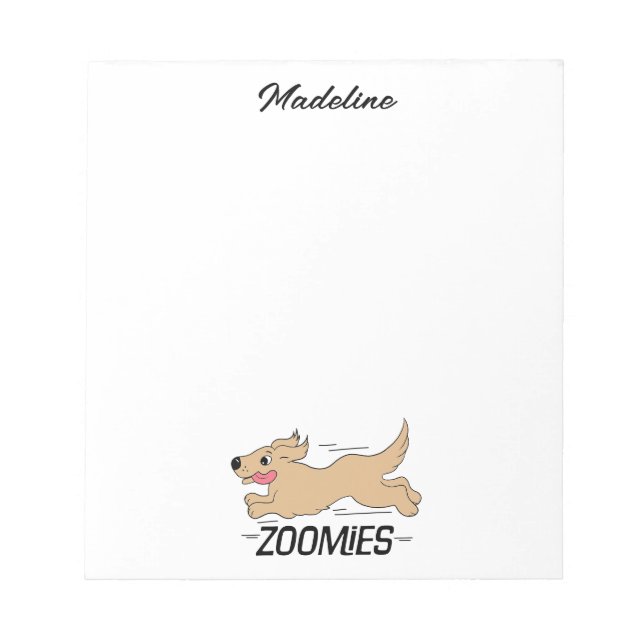 Dog Zoomies Humourous Personalized Notepad (Front)