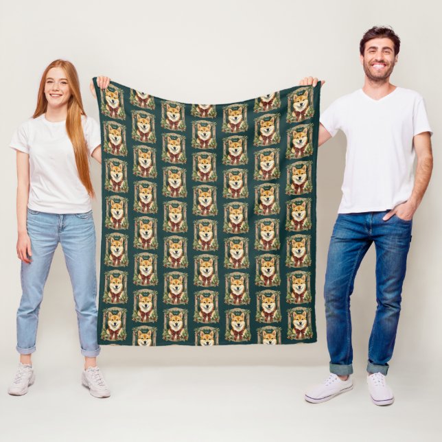Doge Christmas Wow Fleece Blanket (In Situ)