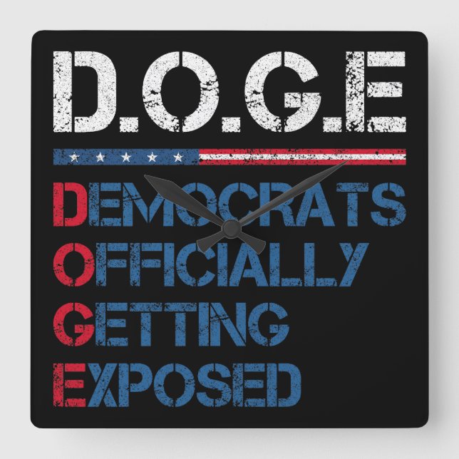 DOGE Department Of Government Efficiency Square Wall Clock (Front)