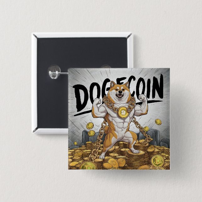 Doge Dog 2 Inch Square Button (Front & Back)