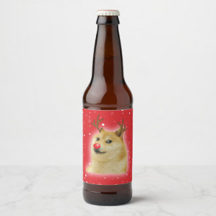 Doge Dogright Doggo Dog Christmas Meme Card red Beer Bottle Label