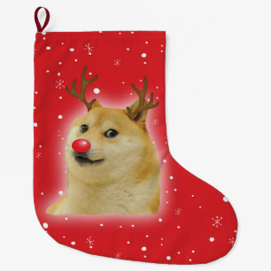 Doge Dogright Doggo Dog Christmas Meme Card red Large Christmas Stocking