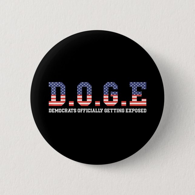 Doge Meme Democrats Officially Getting Exposed Usa 2 Inch Round Button (Front)