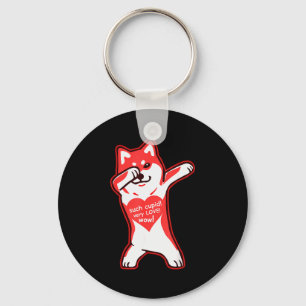 Doge Meme Valentines Day Shirt - Dabbing Shiba Inu Keychain