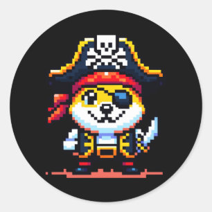 Doge Pirate: 8-Bit Crypto Adventure Classic Round Sticker