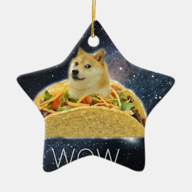 doge space taco meme ceramic ornament (Front)