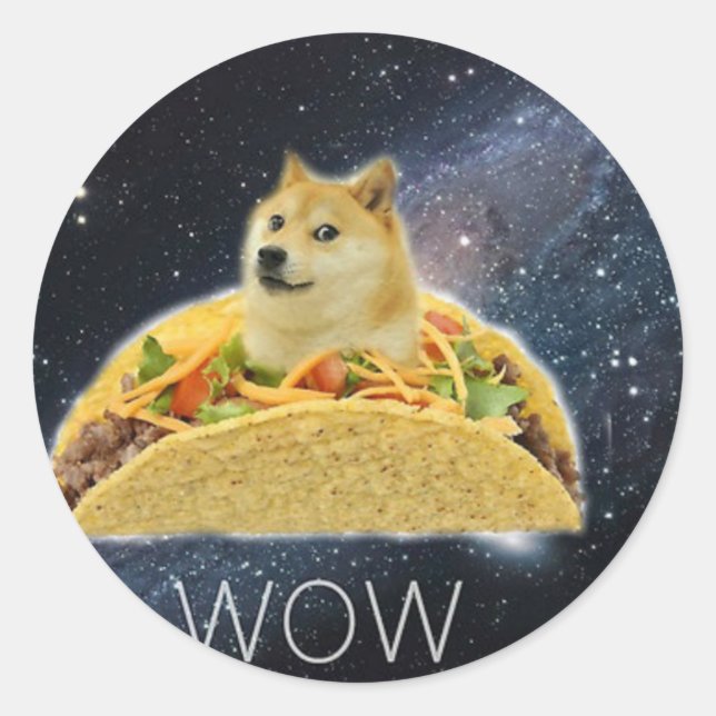doge space taco meme classic round sticker (Front)