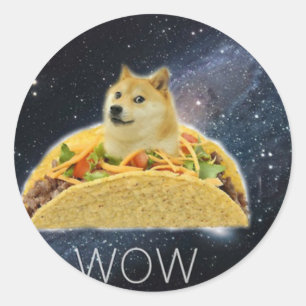 doge space taco meme classic round sticker