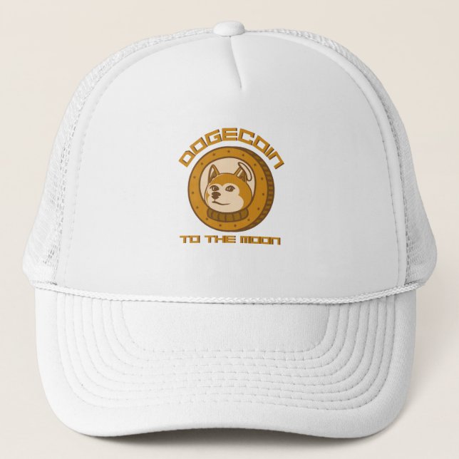 Doge to the Moon Shiba Inu Crypto Trucker Hat (Front)