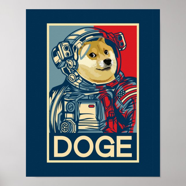Dogecoin Astronaut Doge To The Moon Crypto Funny Poster (Front)