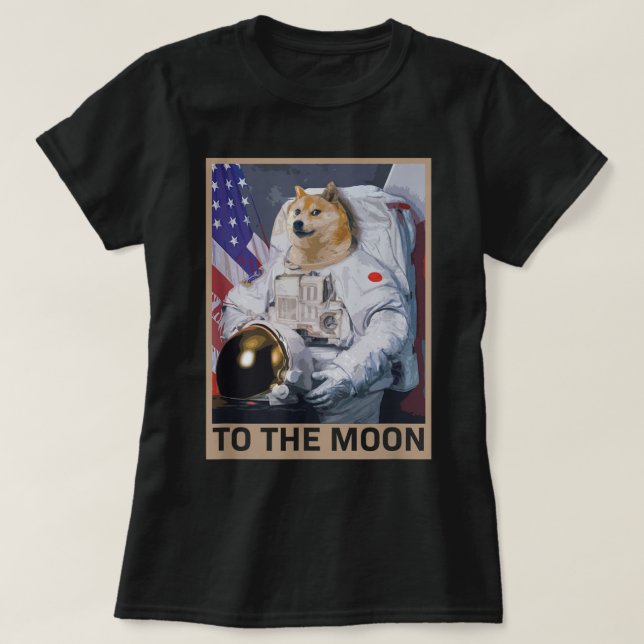 Dogecoin Astronaut To the Moon Blockchain HODL Cry T-Shirt (Design Front)