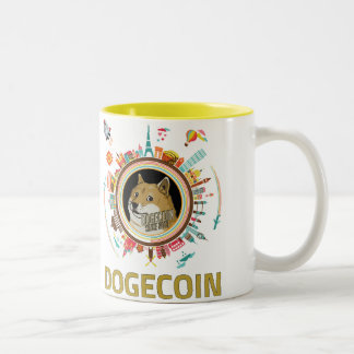 Dogecoin autour de la tasse du monde