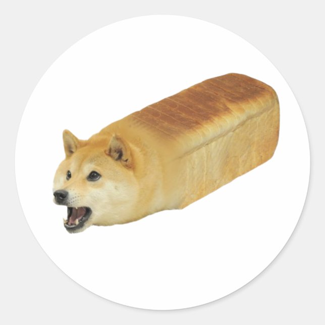 Dogecoin Bread Loaf Crypto Classic Round Sticker (Front)