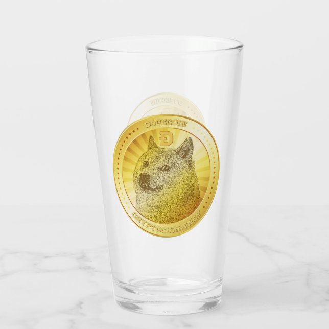 Dogecoin coin cryptocurrency glass (Back)