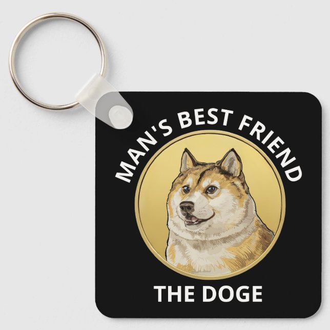Dogecoin Dog Metal Keychain (Front)