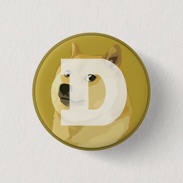 Dogecoin DOGE 1 Inch Round Button (Front)