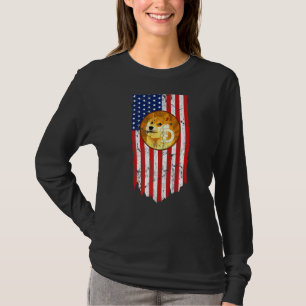 Dogecoin Doge Cryptocurrency American Flag Grunge T-Shirt