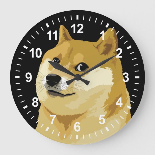 Dogecoin Doge To The Moon Stock Market Crypto Hodl Large Clock (Front)