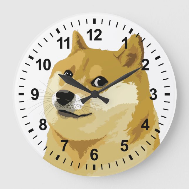 Dogecoin Doge To The Moon Stock Market Crypto Hodl Large Clock (Front)