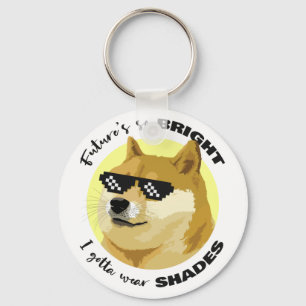 Dogecoin Future Sunglasses Stock Market Crypto Keychain