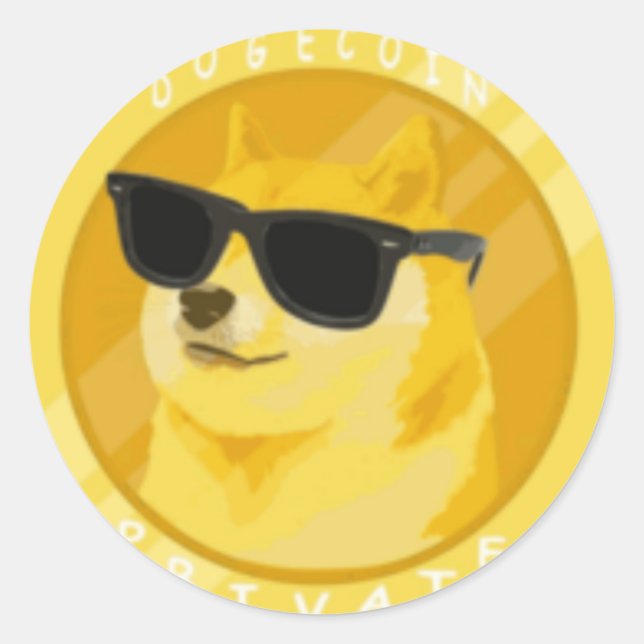 Dogecoin in Sunglasses Classic Round Sticker (Front)
