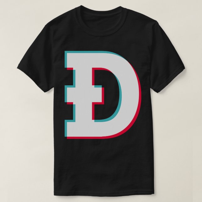 Dogecoin Social Media App blue pink glitch modern  T-Shirt (Design Front)