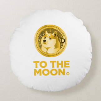 Dogecoin te the moon round pillow