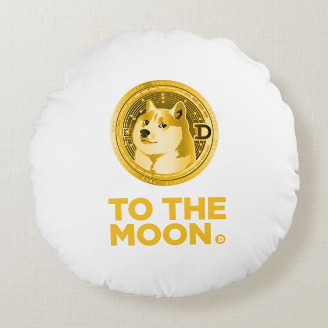 Dogecoin te the moon round pillow (Front)