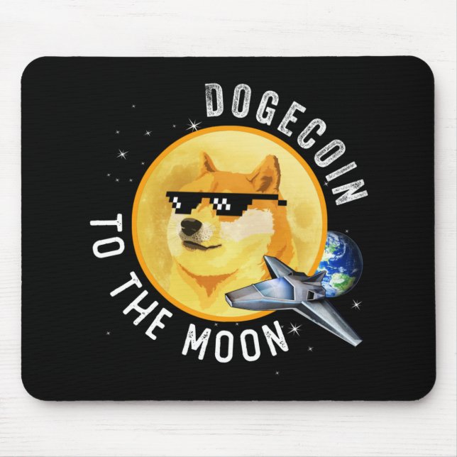 Dogecoin To The Moon Funny Cryptocurrency Meme Mouse Pad (Front)