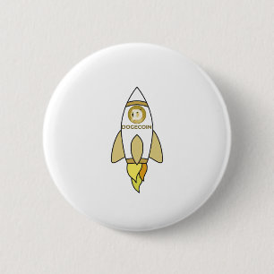 Dogecoin To The Moon Rocket 2 Inch Round Button