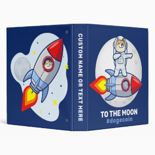 Dogecoin To The Moon Rocket Man Space Doge Crypto Binder