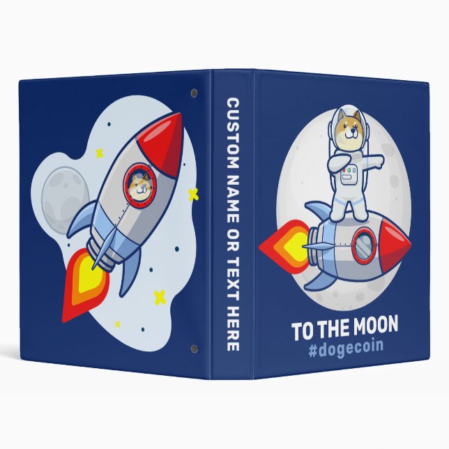 Dogecoin To The Moon Rocket Man Space Doge Crypto Binder (Background)