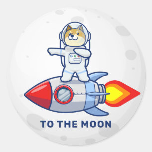 Dogecoin To The Moon Rocket Man Space Doge Crypto  Classic Round Sticker
