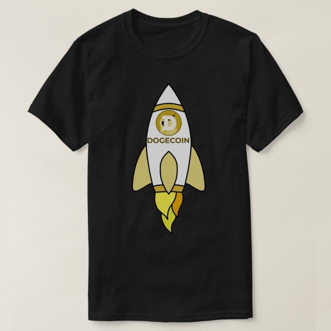 Dogecoin To The Moon Rocket T-Shirt (Design Front)