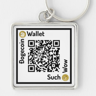 Dogecoin Wallet QR Code Square Keychain