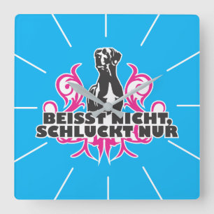 Doggen Wanuhr blau Square Wall Clock