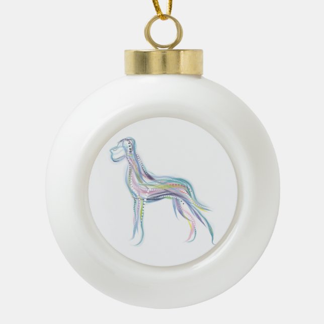 Doggen zu Weihnachten Ceramic Ball Christmas Ornament (Front)
