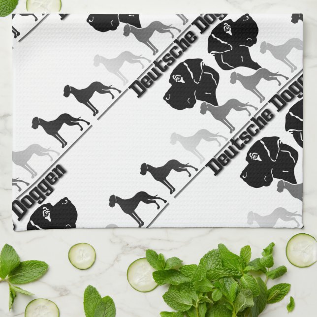 Doggenlogo Schwarz Grau Kitchen Towel (Folded)
