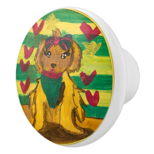 Doggie "Art by Kids" Ceramic Knob