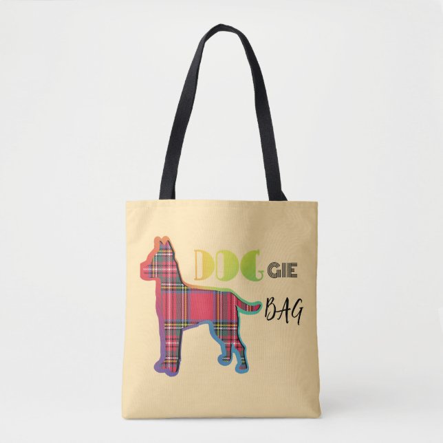 Doggie Bag Red Plaid Pale Yellow Tote Bag (Front)