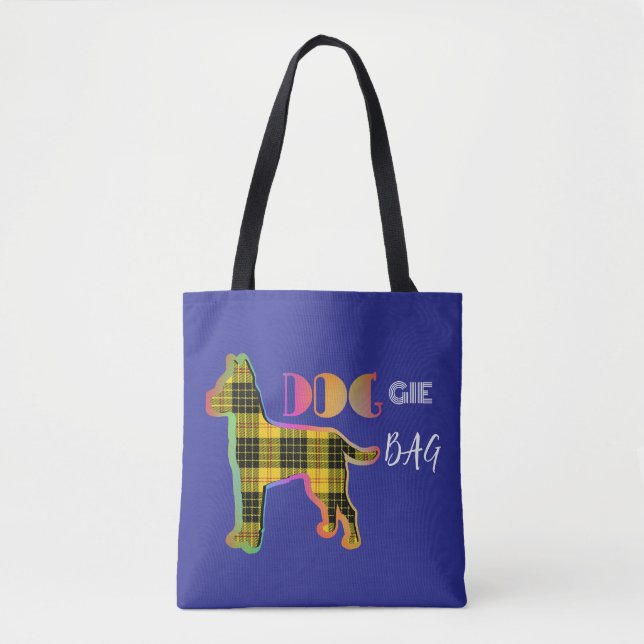 Doggie Bag Yellow Plaid Deep Blue Tote Bag (Front)