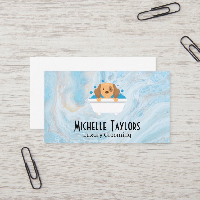 Doggie Bathing Grooming | Animal Service Business Card (Front/Back In Situ)