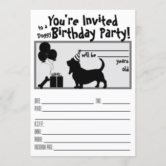 Doggie Birthday Basset Invitation
