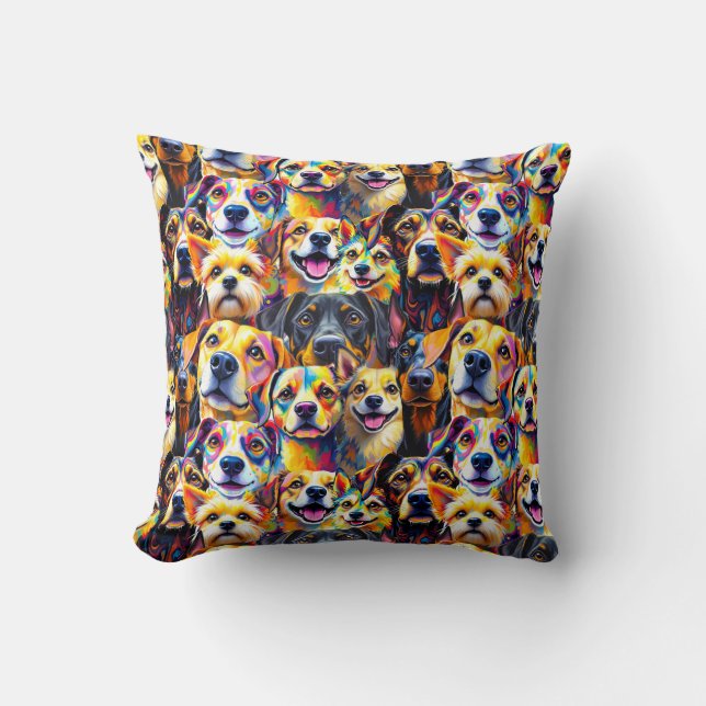  Doggie Delight Throw Pillow (Front)