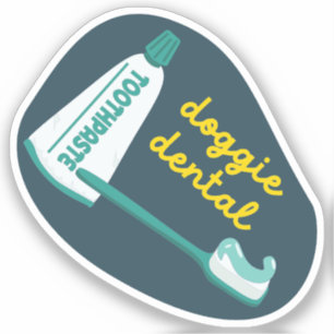"Doggie Dental" dog care reminder navy and aqua
