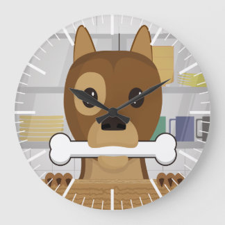 Doggie in the kitchen large clock
