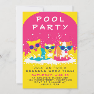 Doggie Pool Party Invitation Customizable